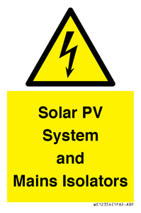 Solar PV System and Mains Isolators